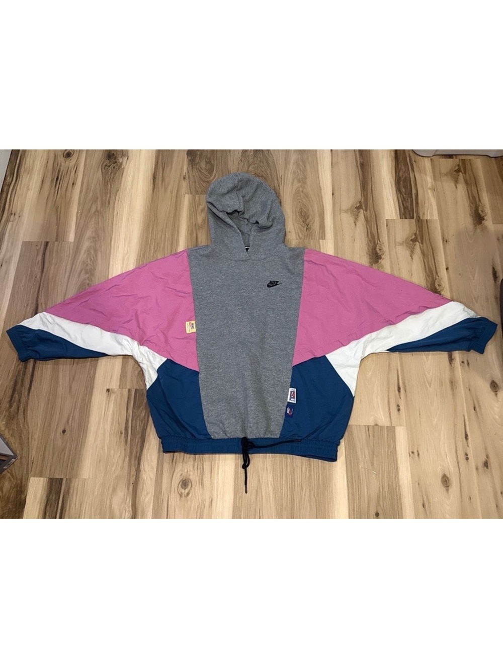 VTG 90s Nike Icon Clash Retro Color Block Pullover Hoodie Woman's Size Large